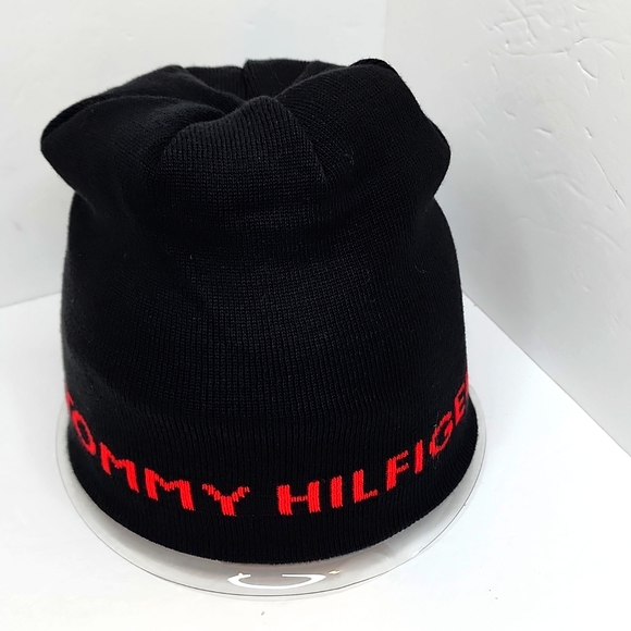 TOMMY HILFIGER HAT BEANIE , BLACK, UNISEX, REVERSIBLE - Picture 6 of 12